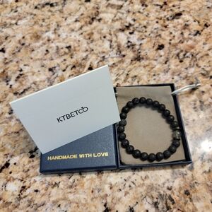 Chakra Natural Volcanic Black‎ Lava Rock Healing Mens Stretch Bracelet Handmade